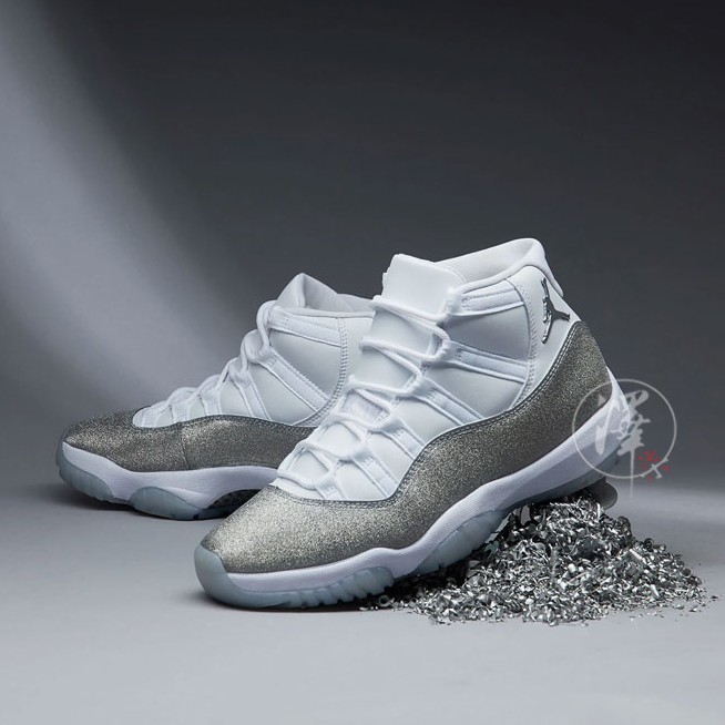 glitter 11 jordans silver