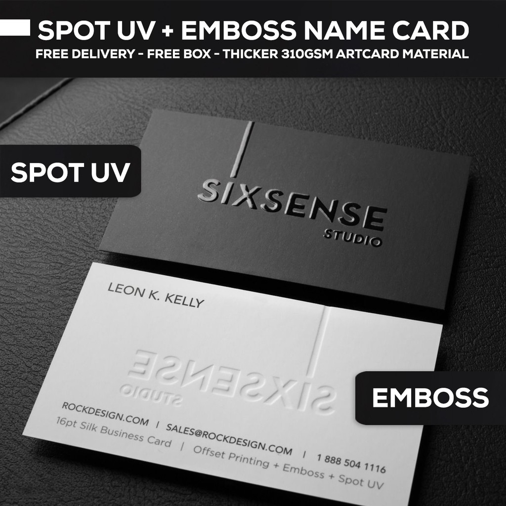 Spot Uv Embossed Business Card Name Card Printing On 310gsm Artcard Shopee Malaysia