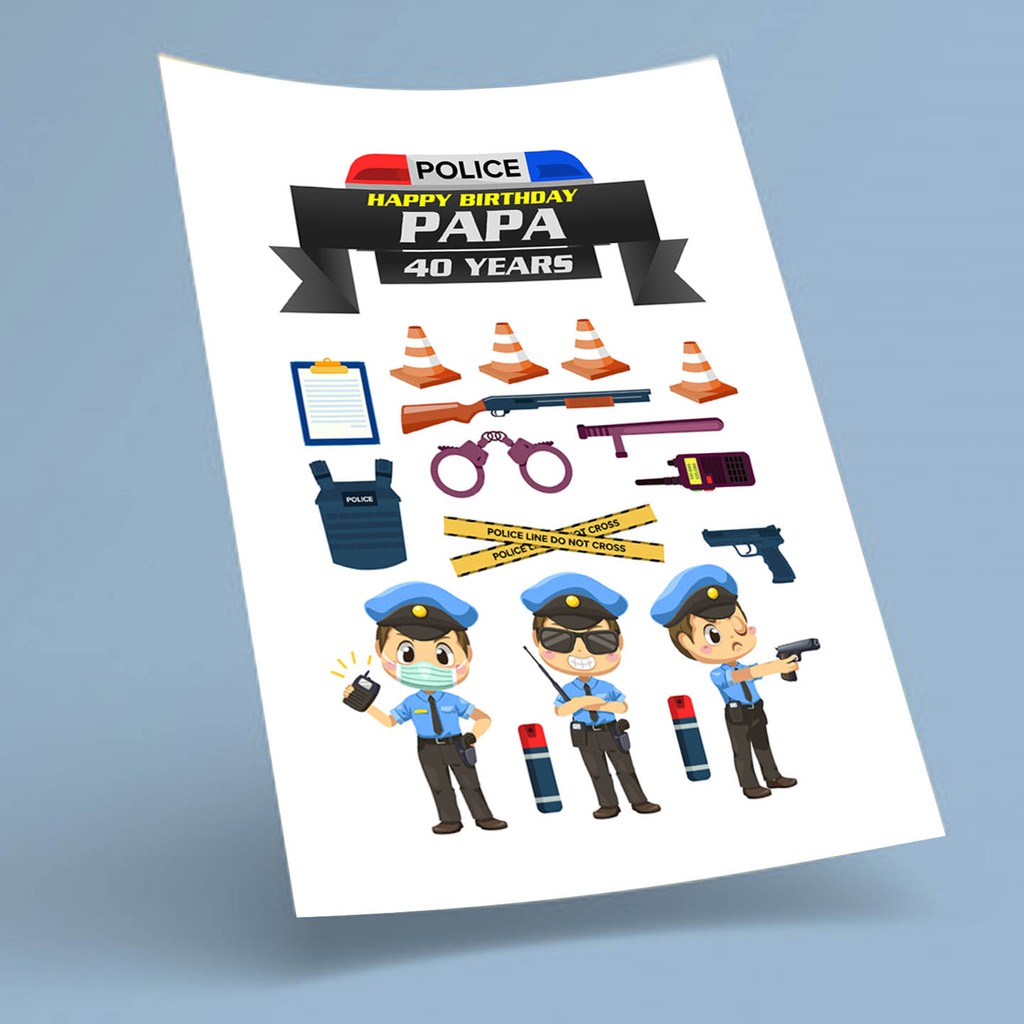 POLIS POLICE CUSTOM NAME & AGE [JPEG FORMAT/FILE] [CAKE TOPPER] [PRINT SENDIRI/PRINT YOURSELF]