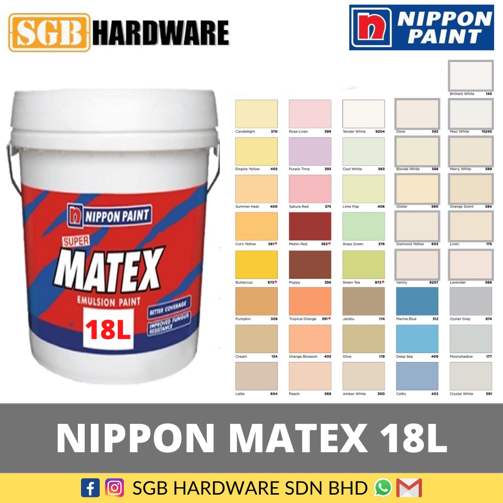 NIPPON MATEX 18Liter / NIPPON MATEX 18L / EMULSION PAINT 18L / WALL ...