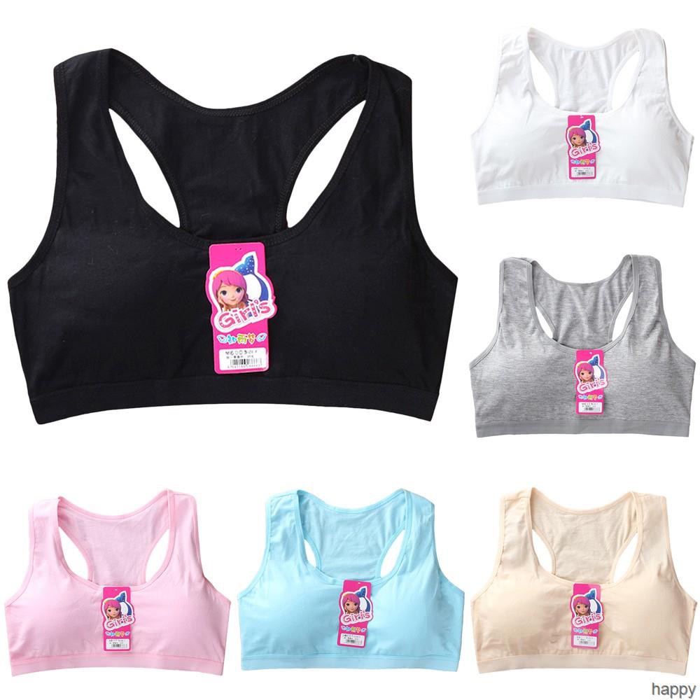 Seluar Dalam Budak Perempuan Kids Girls Bra Sport Camisoles Tops Teens Training 8-15 Years Adolescente Lingerie Summer