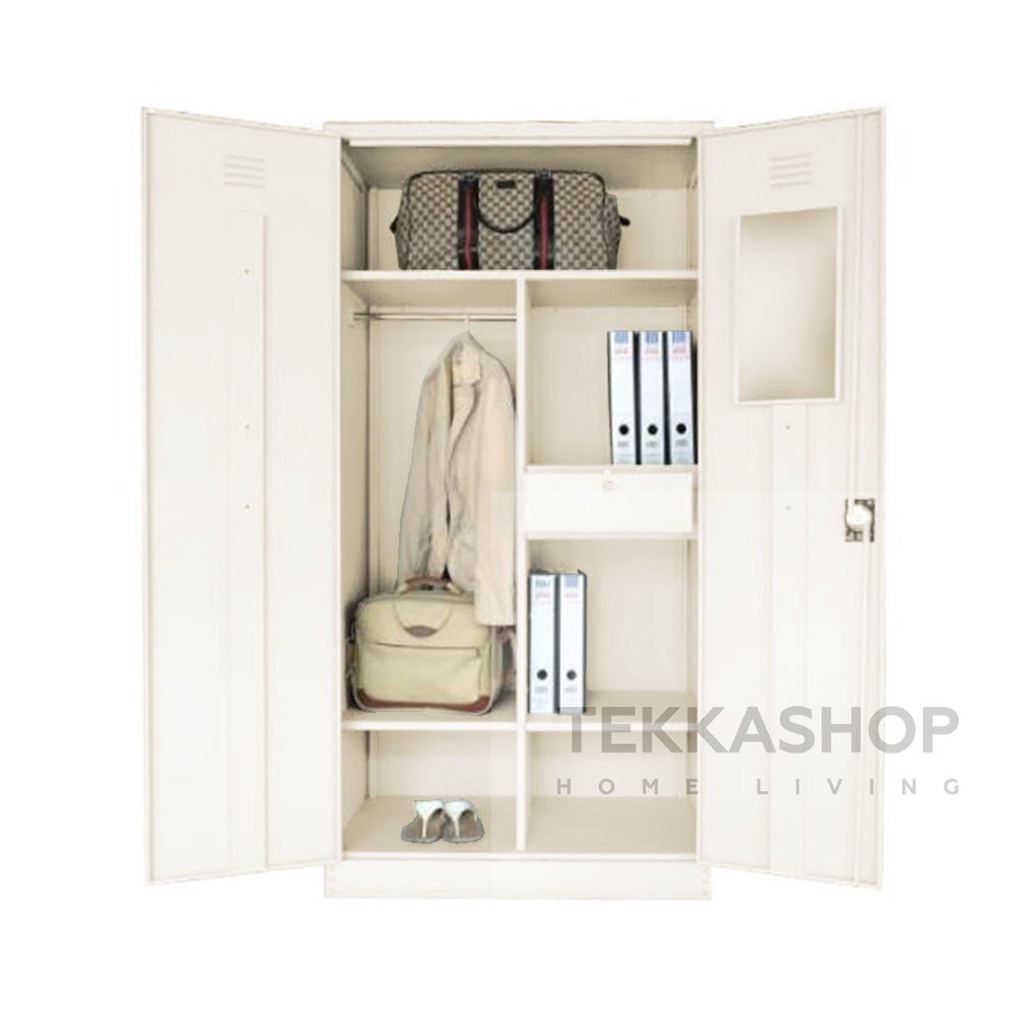 Tekkashop Cssfc5bei Full Height Metal Wardrobe Cabinet Storage