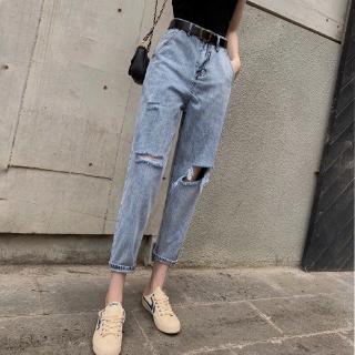 high waisted loose ripped jeans