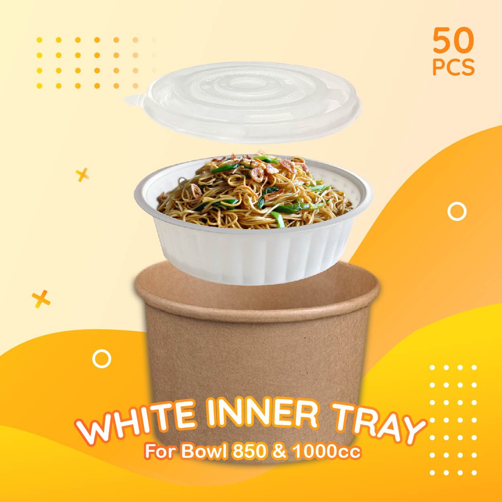 Paper bowl white & kraft & White Inner Tray for 850cc & 1000cc bowl