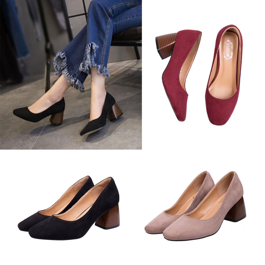 SILIFE Casual Block Heels  Sqaure Heels  Pumps Shoes  Women 