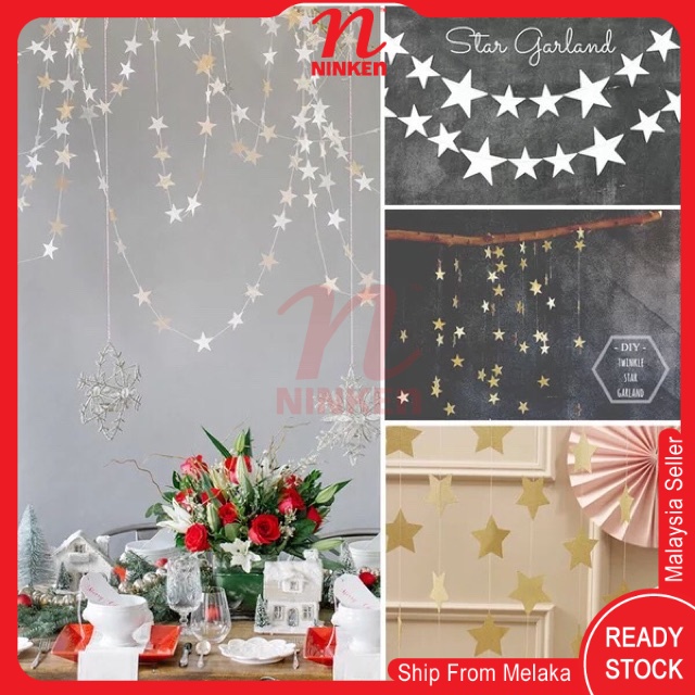 Star Background Decoration 4M Length Wall Hanging Backdrop Star String  Garland Banner Happy Birthday Party | Shopee Malaysia