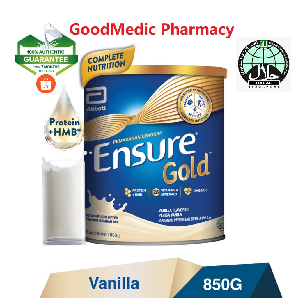 Ensure Gold Vanilla 850g Halal Manufactured In Singapore Shopee Malaysia