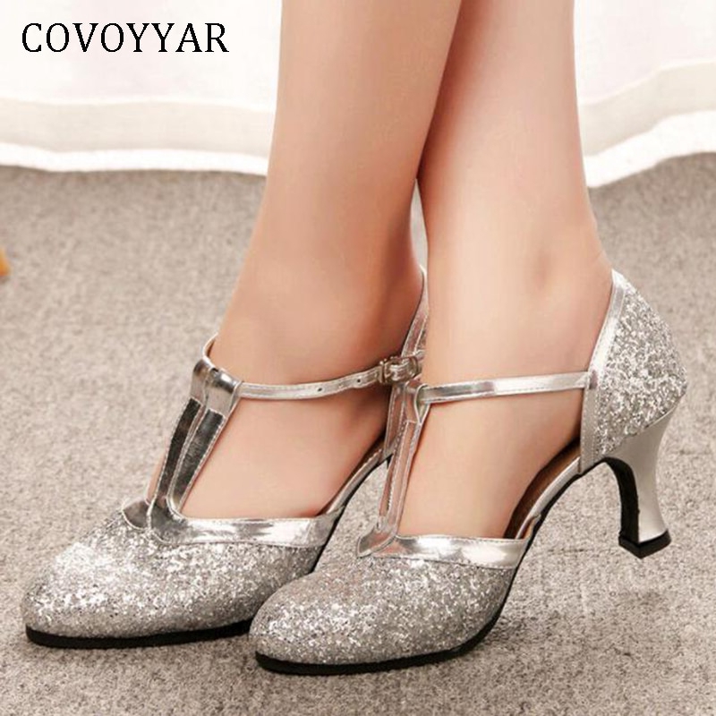 silver thick heels
