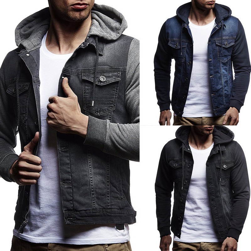 jeans jacket with cap for mens