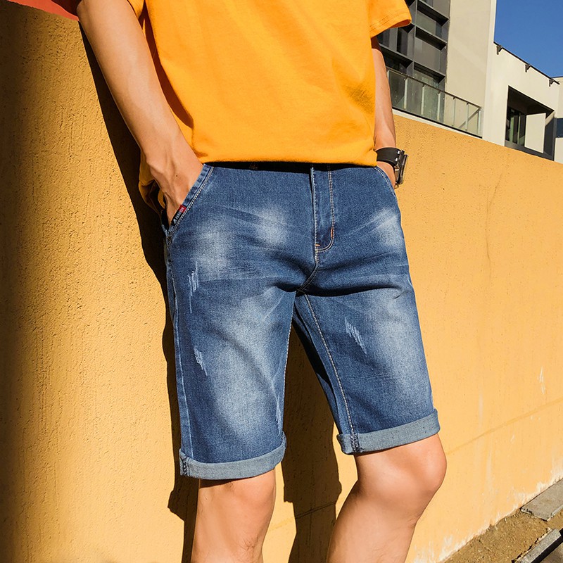 yellow jean shorts mens