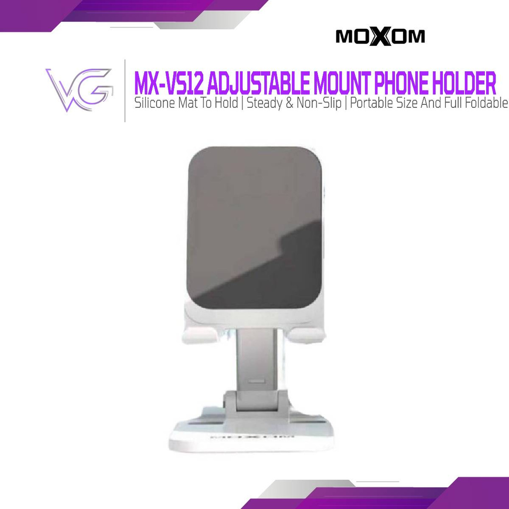 Moxom Mx Vs12 Portable Adjustable Non Slip Phone Stand Mount Holder Shopee Malaysia