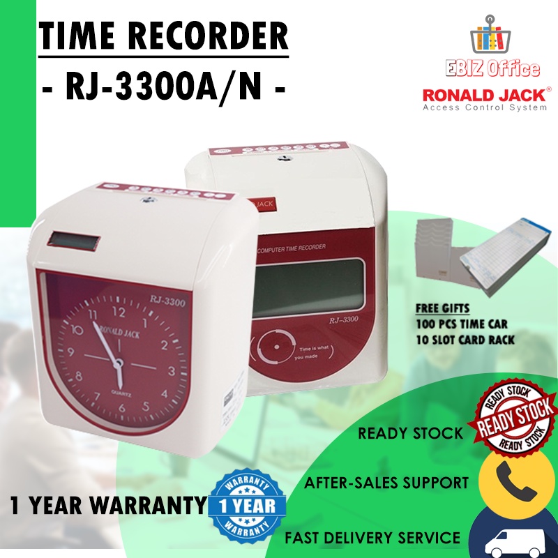RONALD JACK RJ-3300N RJ-3300A Time Recorder | Punch Card Machine | Attendance Machine | Mesin Kehadiran Punch Card | Shopee Malaysia