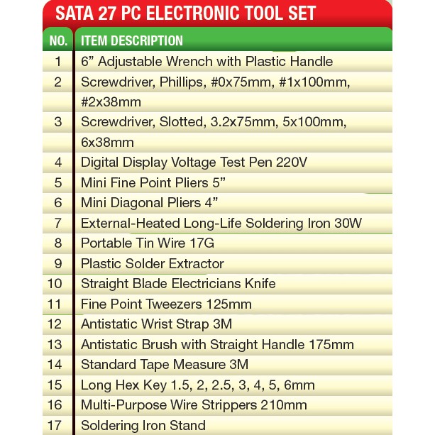 SATA 27PCS ELECTRONIC TOOL SET # 03760 | Shopee Malaysia