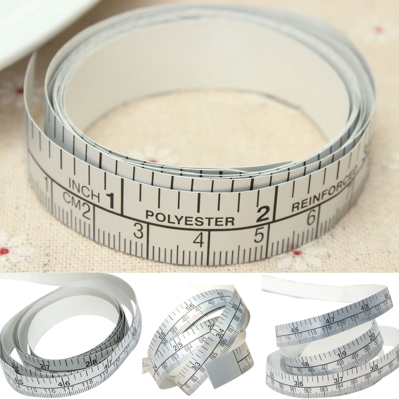 Self Adhesive Tape Measure PVC Silver Adhesive Backed Tape Measure Adhesive Ruler Sewing Tailor Cloth Measuring Tape For Sewing Machine 150cm 