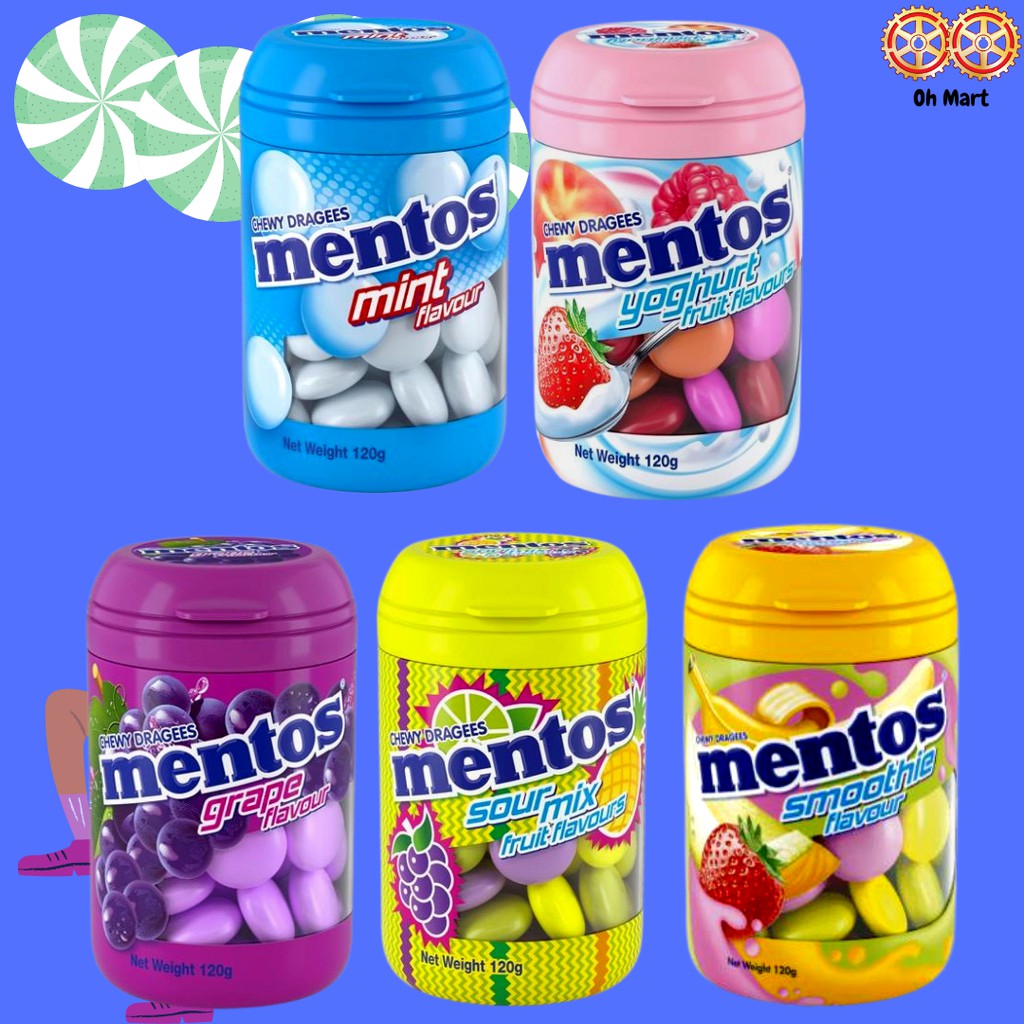 Mentos Chewy Dragees Assorted Flavors Mint Yoghurt Grape Sour Mix 