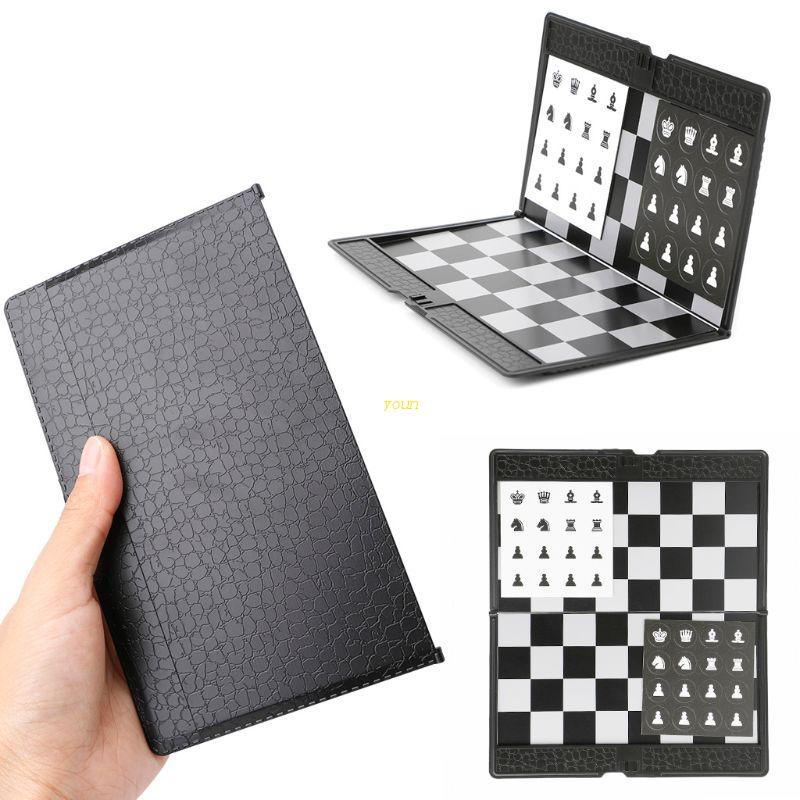 youn Pocket Folding Magnetic International Chess Set Board Checkers Traveler Plane