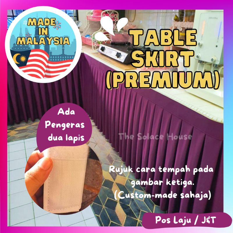 Skirting Table Top Kualiti Premium Meja Banquet Langsir Dapur Kelas