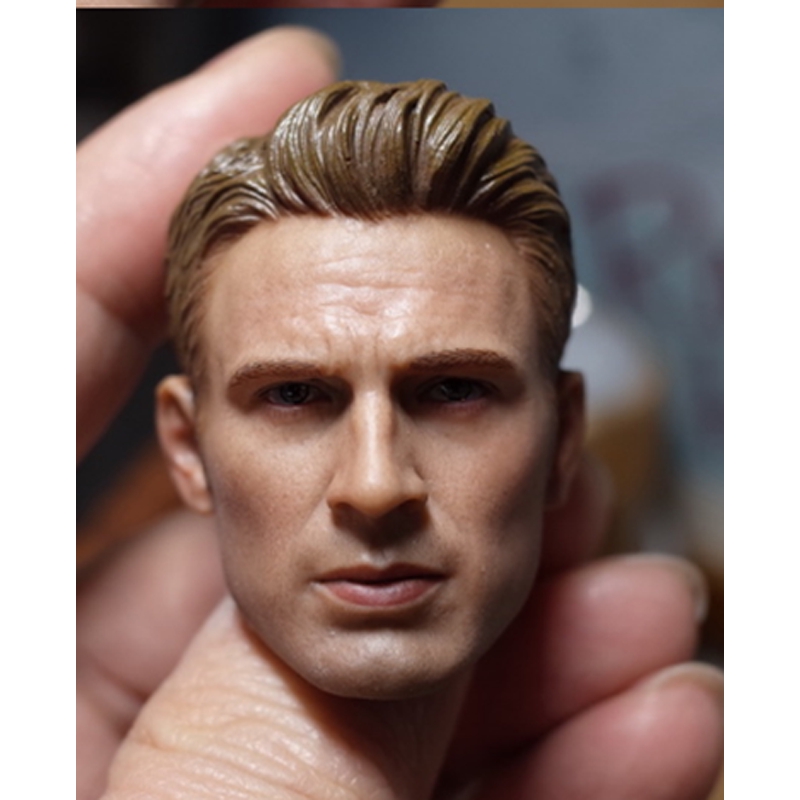 1 6 Head Male Sculpt Captain America No Neck Carved Model Handsome