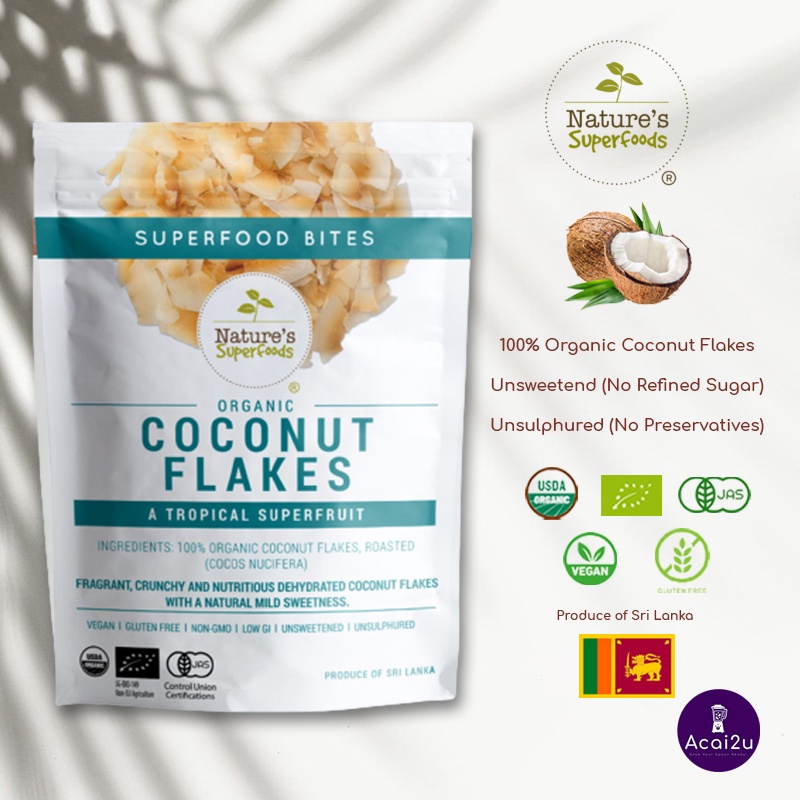 Nature's Superfoods Organic Coconut Flakes Snack 100g Roasted l