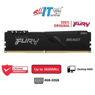 Kingston Desktop (PC) DDR4 Fury Beast 2666Mhz / 3200Mhz RAM (8GB / 16GB / 32GB) *RGB