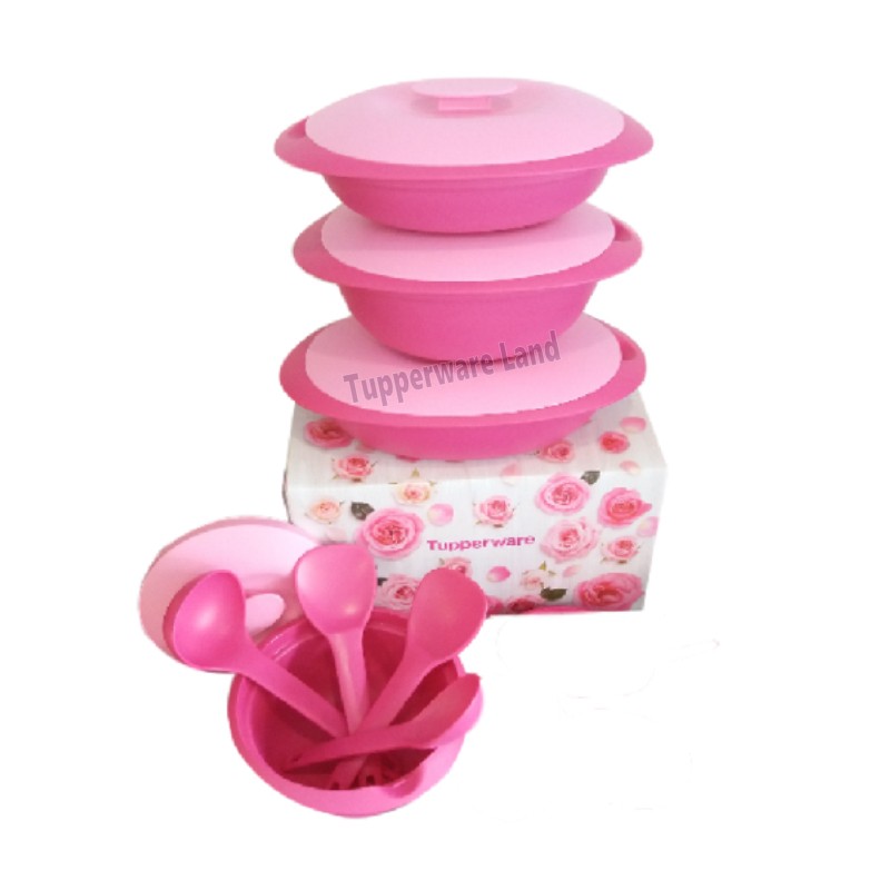 Tupperware Microwaveable Pink Blossom Collection Serving Set Shopee