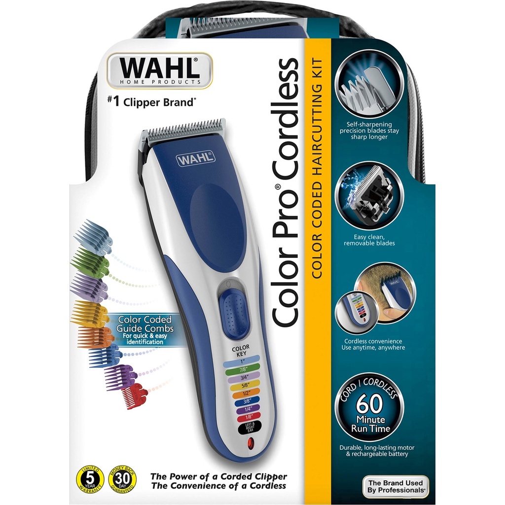 WAHL 9649 Color Pro Cordless Rechargeable Hair Clipper & Trimmer ...