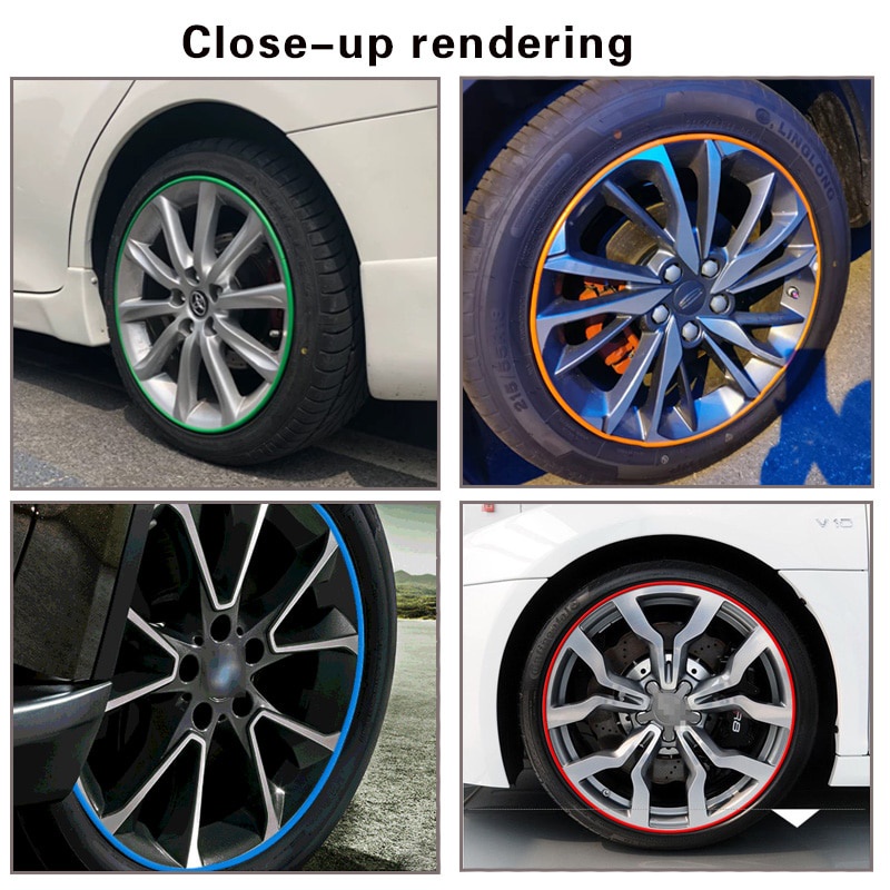 BLACK GEMYO 8M Car Stickers Car Vehicle Color Wheel Edge Rims Protectors Decor Strip Tire Guard Line Rubber Moulding Trim Tire Protection 
