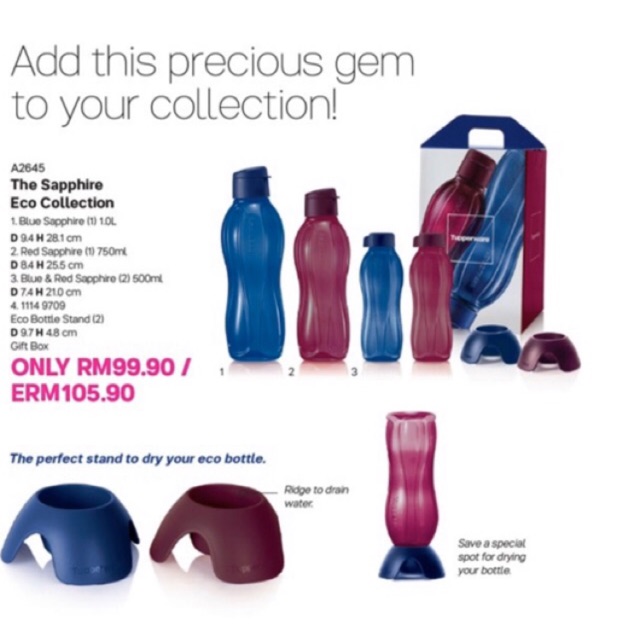 [LIMITED EDITION] Tupperware Sapphire Eco Bottle Collection