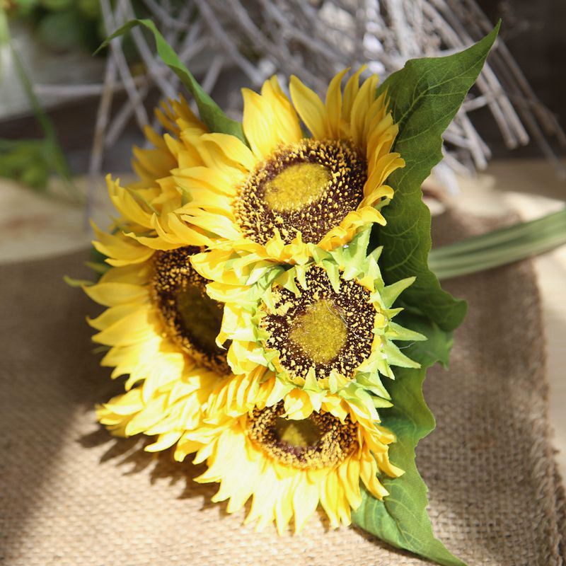 7 Pcs Artificial Sunflower Wedding Party Diy Craft Handmade Flower