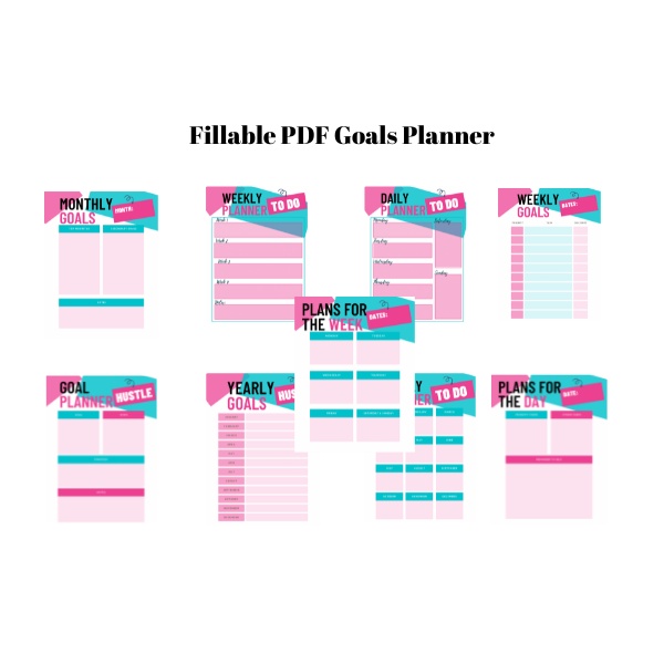 Goals Planner Bundle Monthly Budget tracking monthly expenses, your income and savings. monthly, daily and yearly Goals