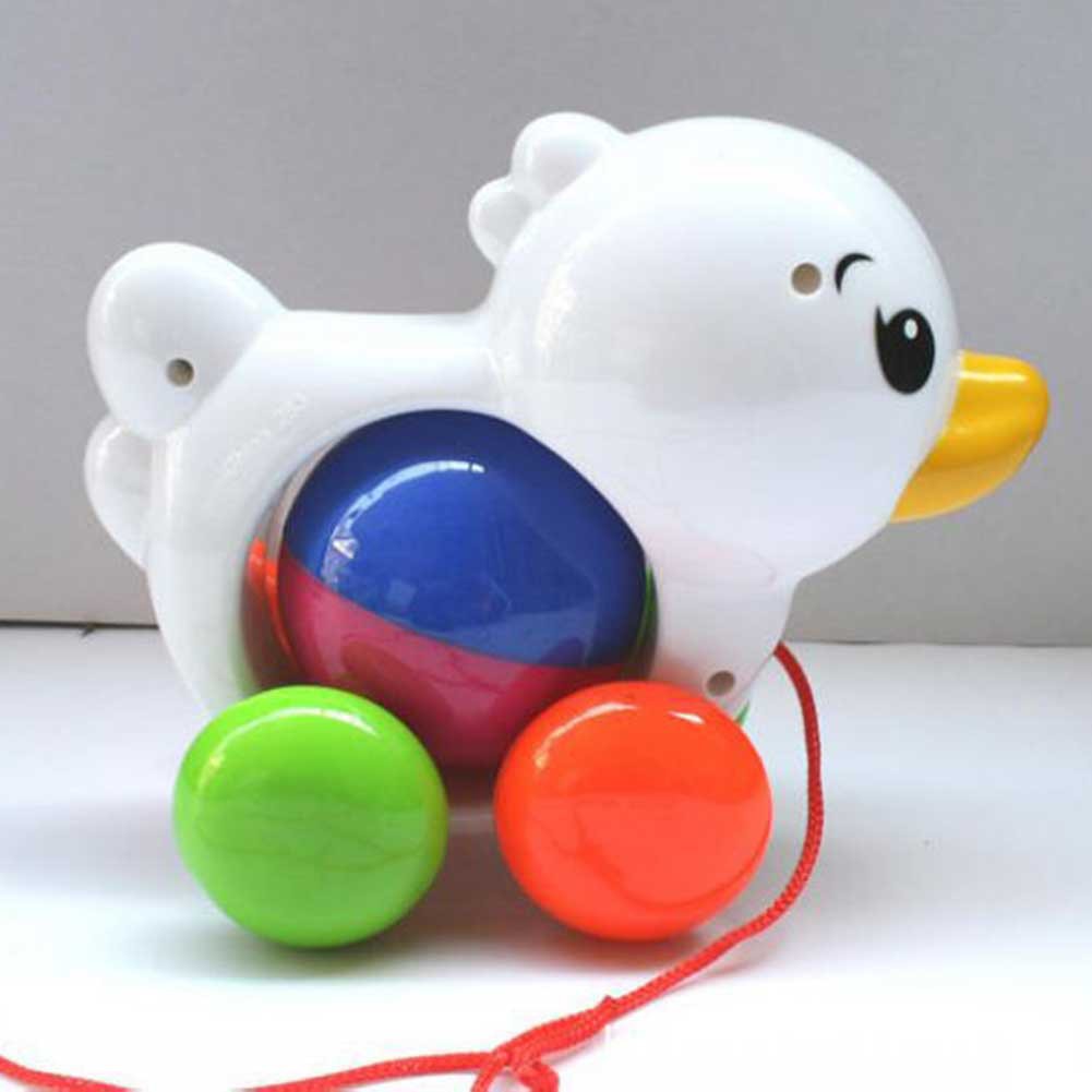 Developmental Baby Toys Lovely Pull Rope Duck Animals Baby Rattles
