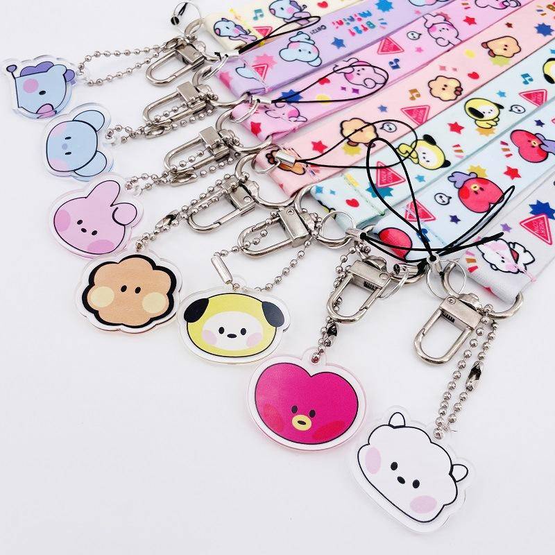 KPOP BTS BT21 Lanyard for Key ID Card Mobile Phone Straps USB Badge ...