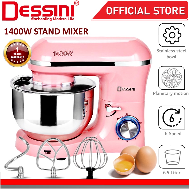 DESSINI ITALY 6 Speed Electric Stand Mixer Egg Beater Blender Grinder Dough Whisk Mesin 6.5L Bowl Pengadun Bancuh Telur