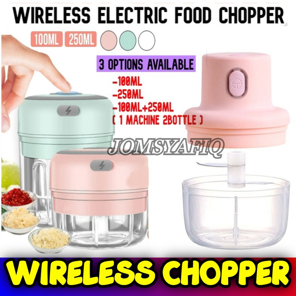 { READY STOCK } Wireless Mini Electric Garlic Food Chopper Ginger Vegetable Crusher Cutter Food Blender Speedy Chopper