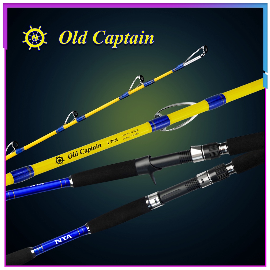 1.6M/1.7M/1.85M 【50-350g/15-40lb】Solid rod heavy fishing rod profession Deepsea Boat rod jigging rod carbon fiber fishing rod Spinning/Baitcasting rod boat fishing rod