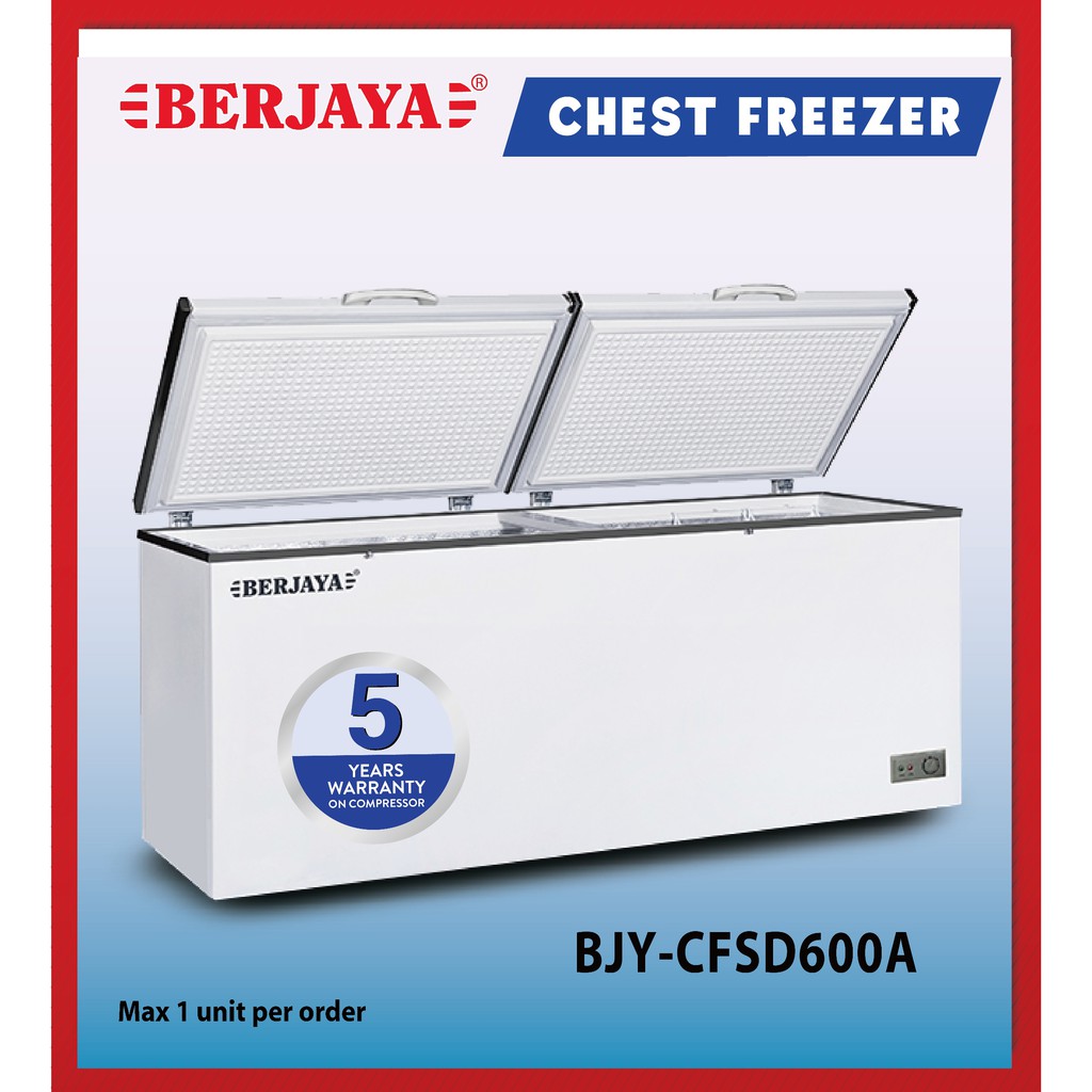 Berjaya Premium 520L Chest Freezer BJYCFSD600A (White) 5 YEARS