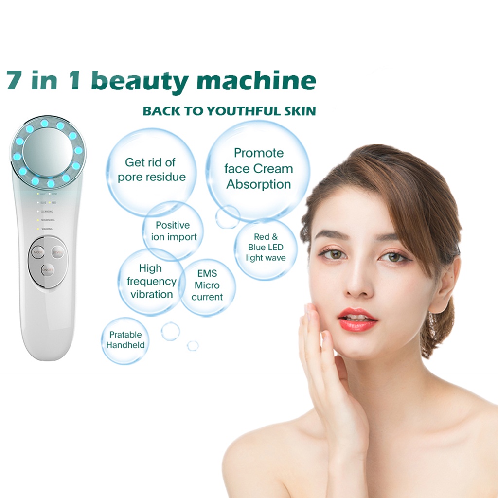 7 In 1 Facial Massager Beauty Device Led Light Therapy Microcurrent ...