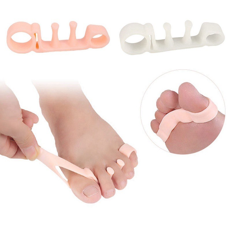 2pcs Flexible Nude White Toe Overlapping Separator Toe Split Hallux