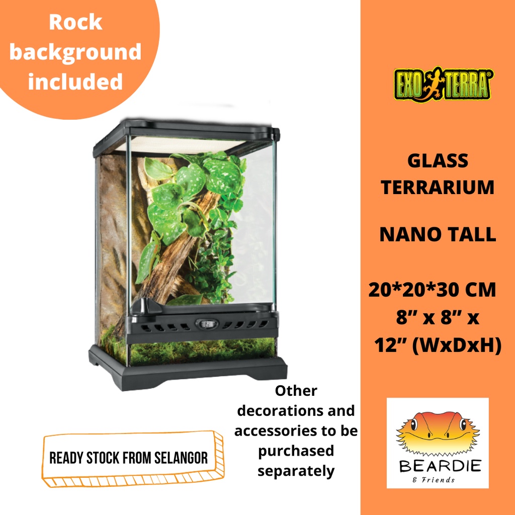 EXO TERRA GLASS TERRARIUM NANO TALL 20X20X30CM (PT2601) | Shopee Malaysia