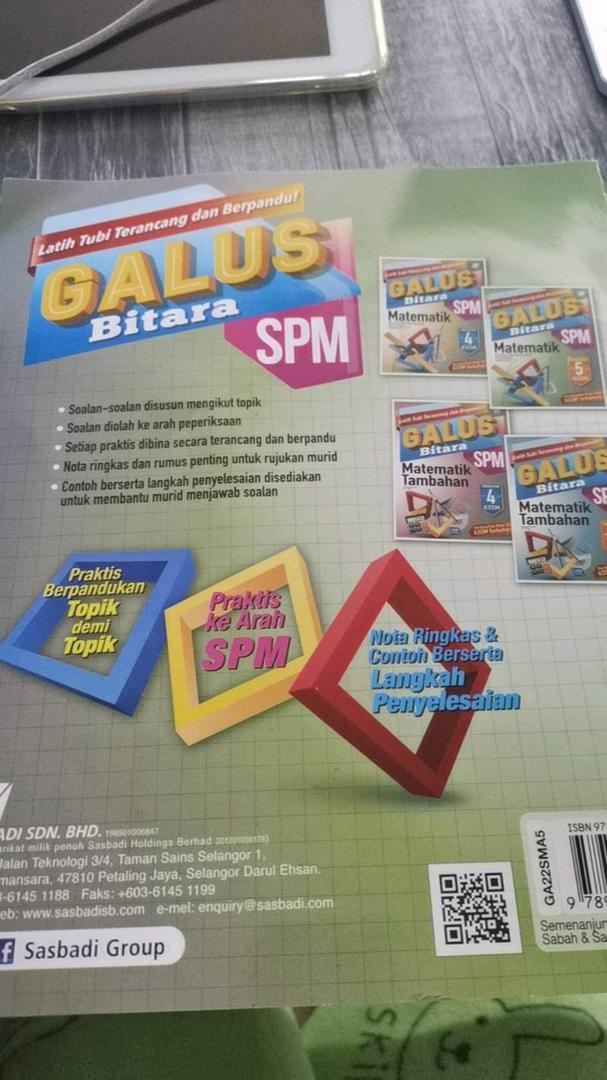 Sasbadi Galus Bitara Spm Tingkatan 4 5 Kssm Latihan Tubi Terancang Dan Berpandu Matematik Matematik Tambahan Shopee Malaysia