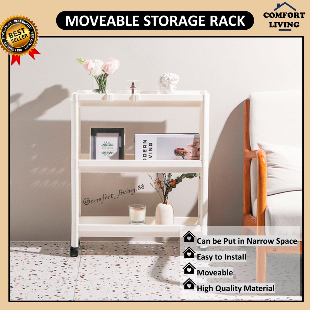 3/4/5 Tier Moveabke Kitchen Bathroom Storage Rack Cabinet / 3/4/5 Tingkat Rak Penyimpanan Bergerak Dapur Bilik Mandi