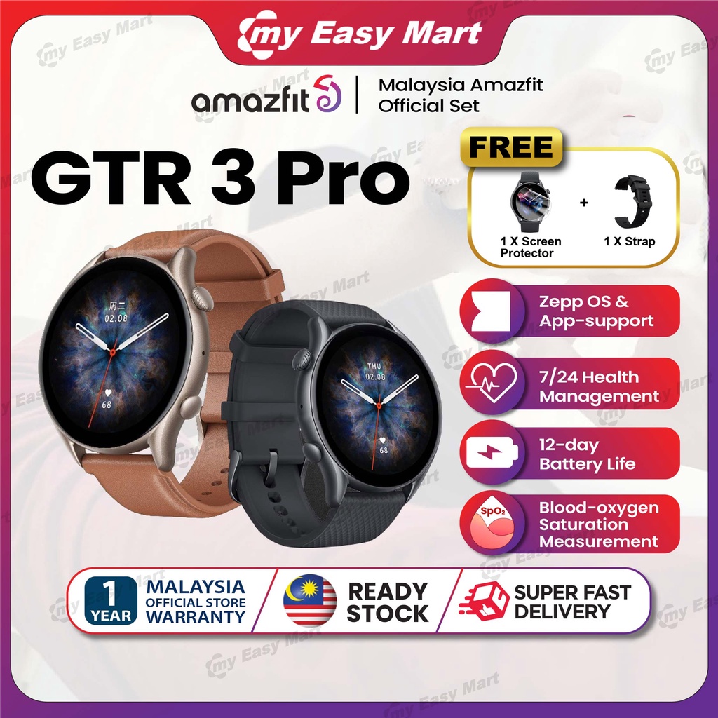 【𝟮𝟰𝗵𝗿 𝗦𝗵𝗶𝗽】Amazfit GTR 3 Pro /GTR3 Fitness Smartwatch [1 Year Official ...