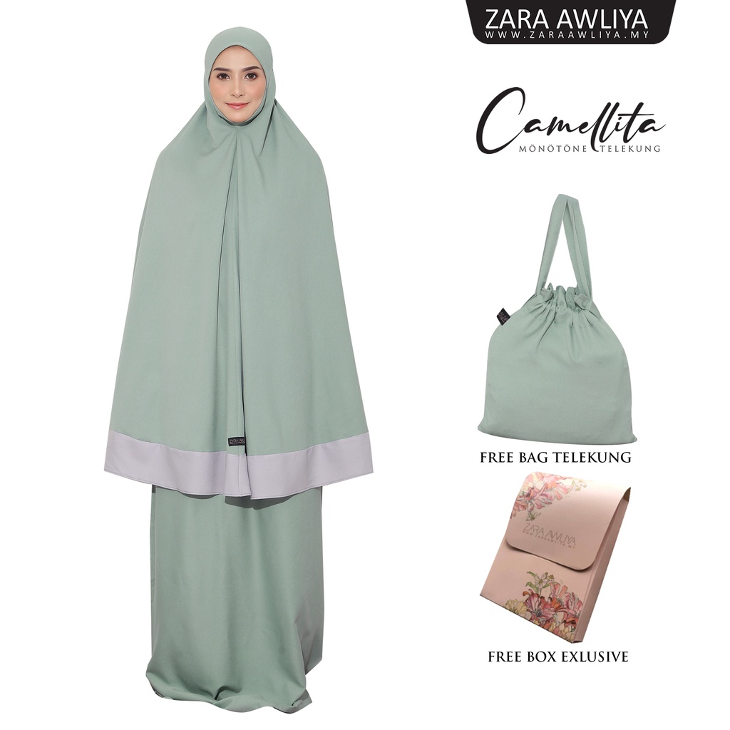 Zara Awliya - Telekung Camellita-X Monotone Soft Awning [Free Bag Telekung + Free Box] #1