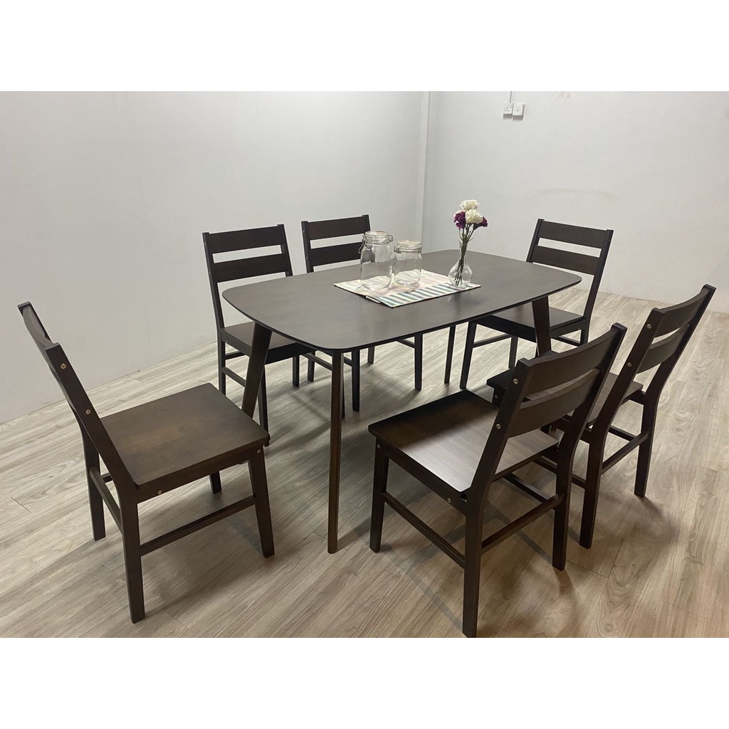 JAYDON Solid Wood 6 Seater Dining Set Dining Table 4 Seater Dining