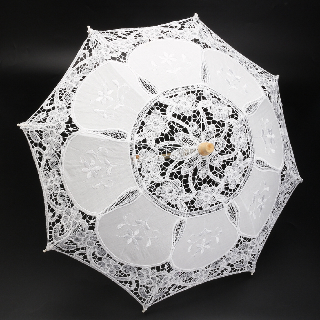 white bridal parasol