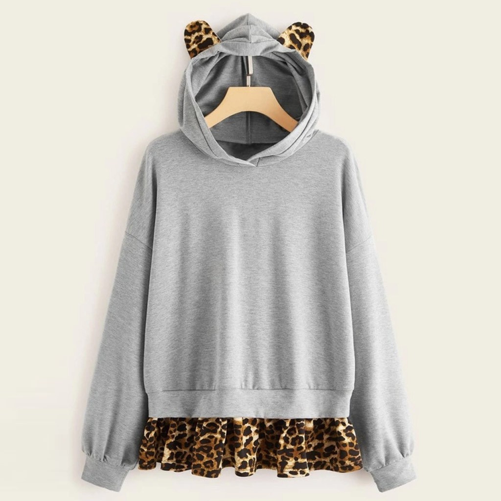 womens leopard print hoodie