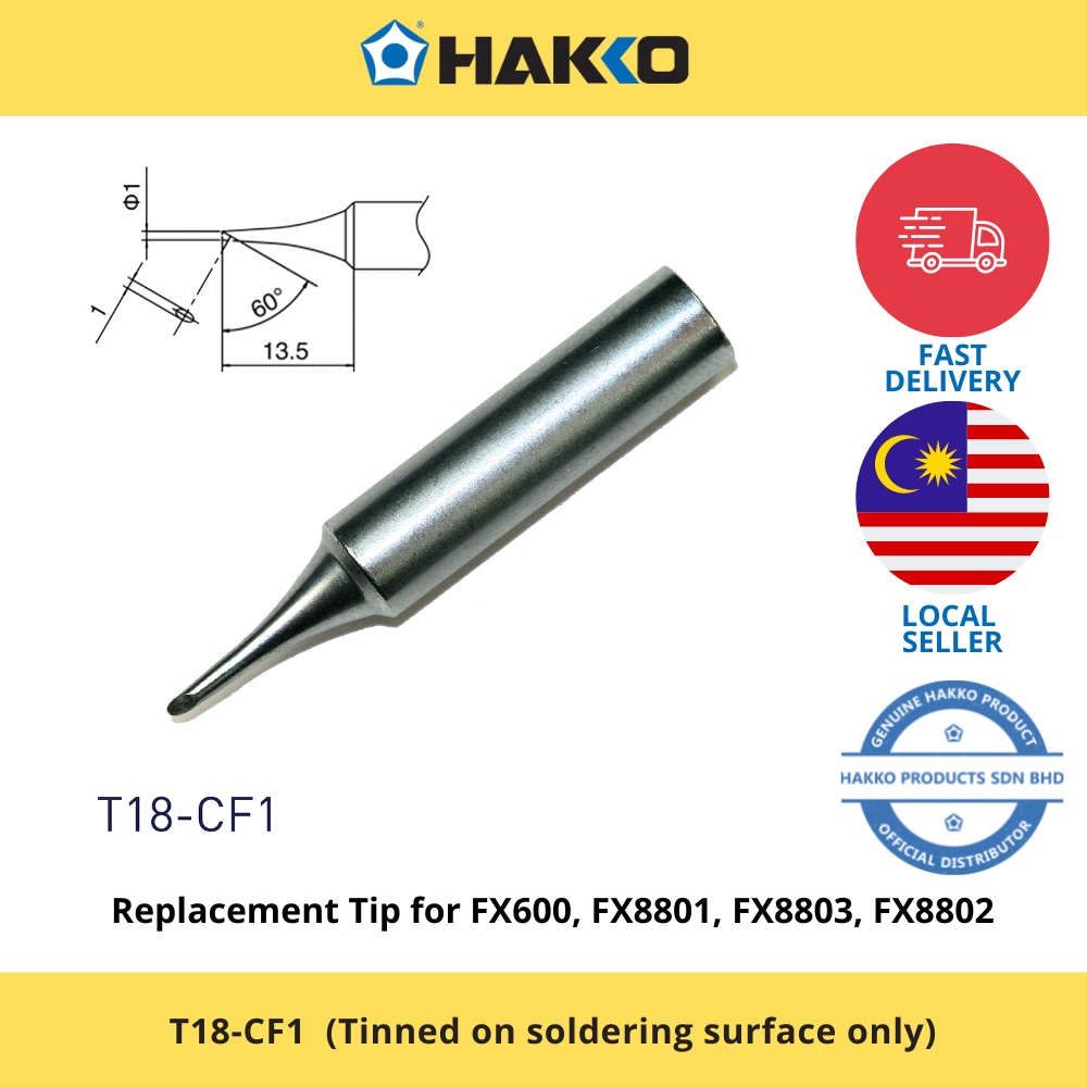 HAKKO SOLDERING TIP T18CF1 SHAPE1C TINNED SURFACE ONLY HAKKO
