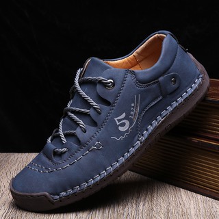 Men Microfiber Leather Hand Stitching Comfort Soft Casual Shoes Kulit Lelaki murah Flat Shoes Lofars