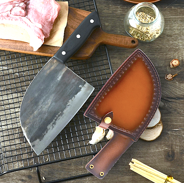 Hunter Serbian Chef Knife With Leather Sheath Holster Kitchen Knives