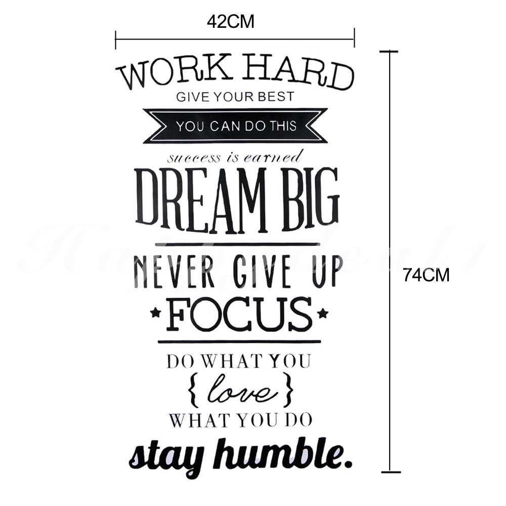 Hppy Wallpaper Wall Stickers Dream Big Work Hard Motto Office Creative